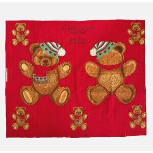 Wamsutta Teddy Bear Cut & Sew Panel w/Appliques  A Christmas Gathering Hallmark